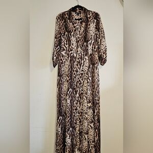 INC International Concepts Brown and White Dolman Sleeve Dress
